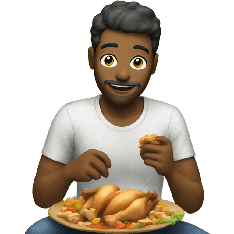 Man eating chicken in a field emoji