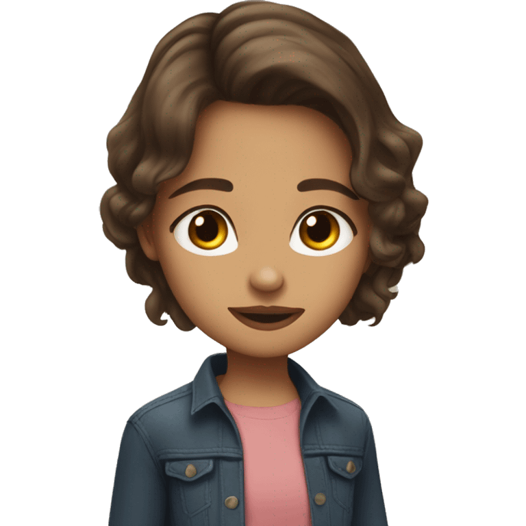 girl with shoulder length brown hair kissing dallas winston emoji