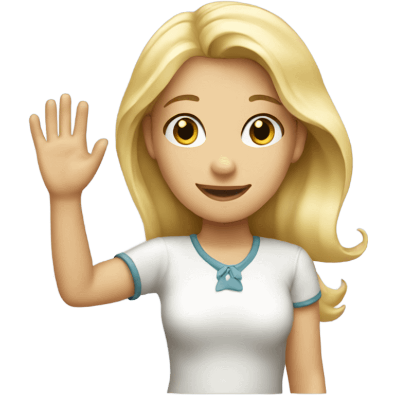 Blonde girl waving good bye  emoji