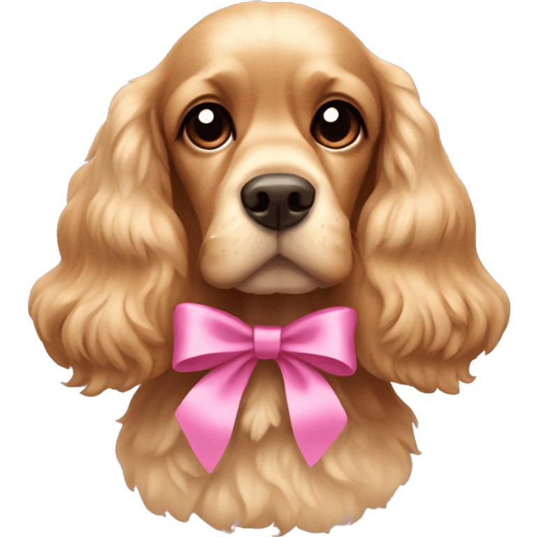 cocker spaniel with a pink bow around its neck  emoji