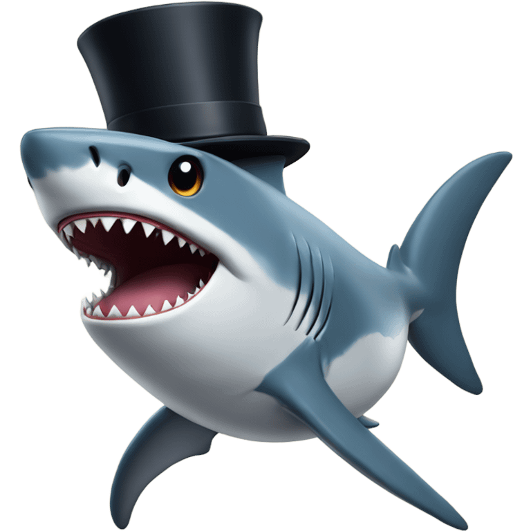 Shark with a top hat emoji