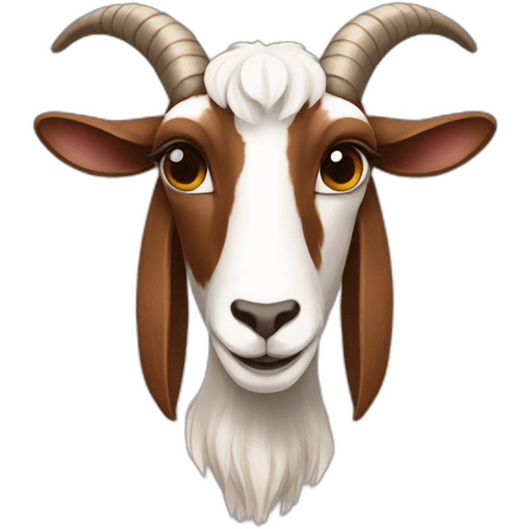 Boer goat, goat with floppy ears, brown and white fur emoji