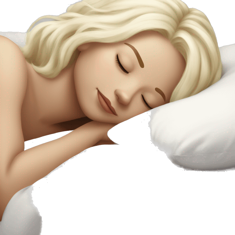 Platinum blonde girl sleeping on white bed emoji