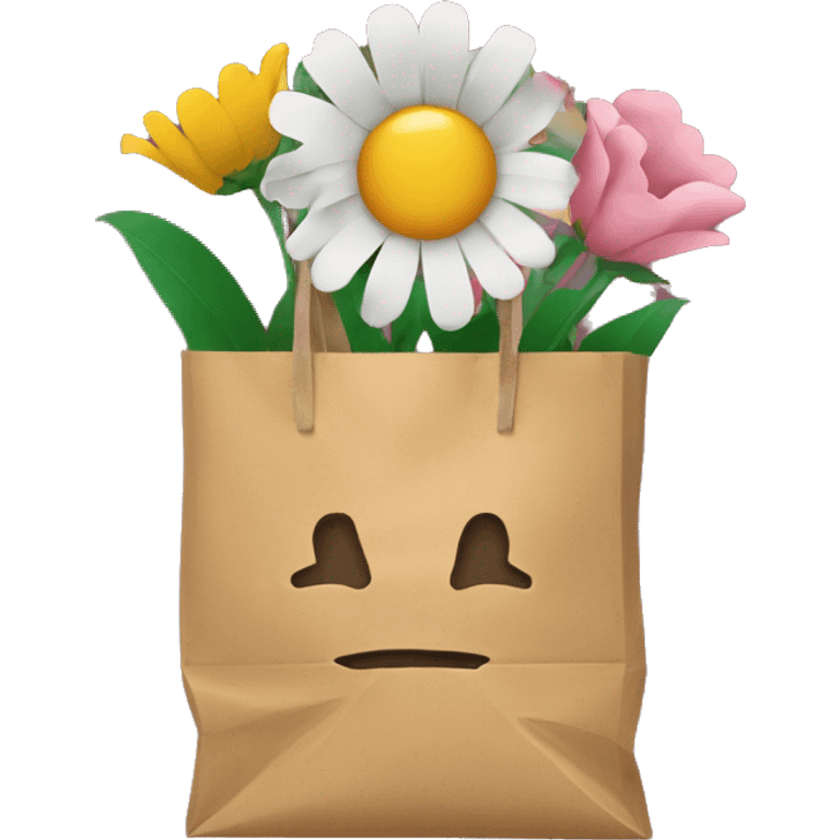 Flowers and paper bag emoji