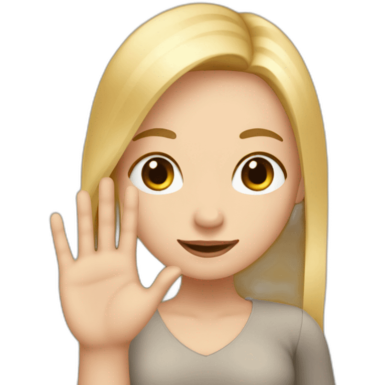 white skin girl with blonde hair showing ONLY THREE out of five fingers up on her ONE hand emoji