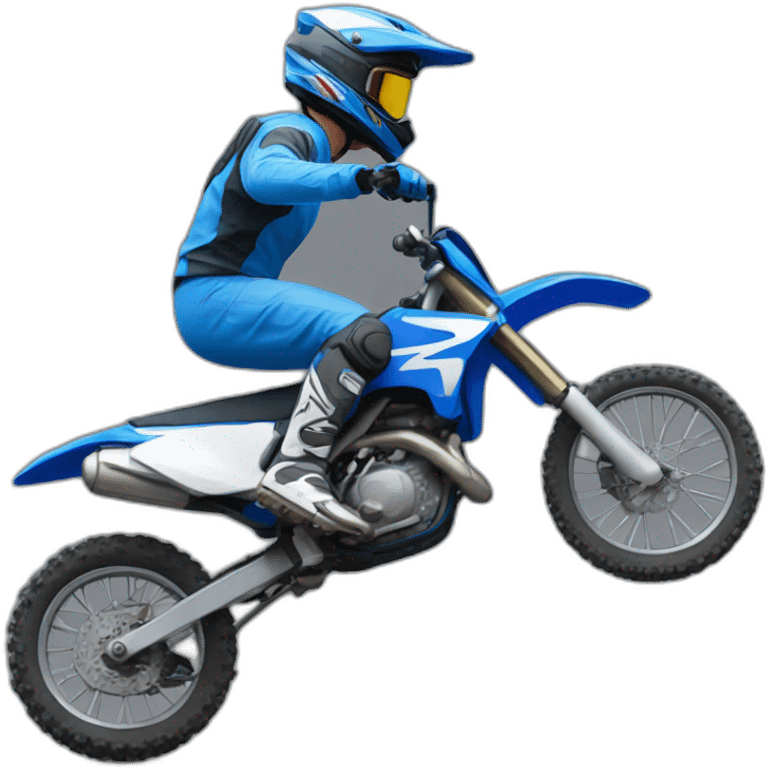 Person riding a blue dirt bike side profile with motocross helmet emoji