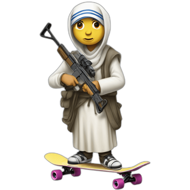 Mother Theresa skateboarder with Kalashnikov emoji