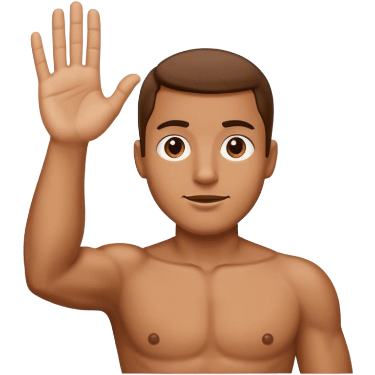 man with hand raised half way emoji