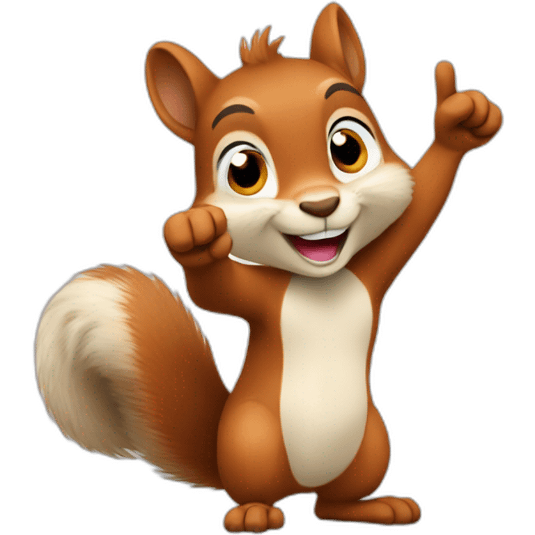 the squirrel shows ok with its paw the thumb is raised up emoji