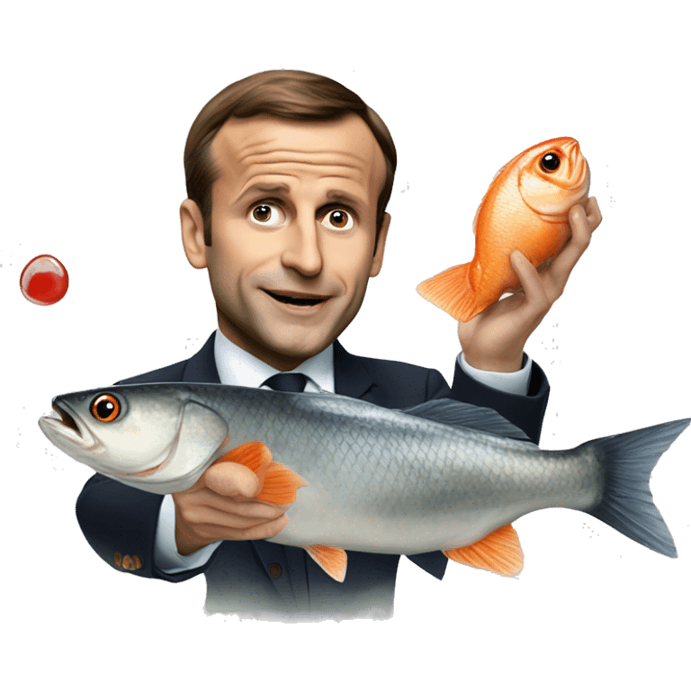 macron qui mange  du poisson emoji