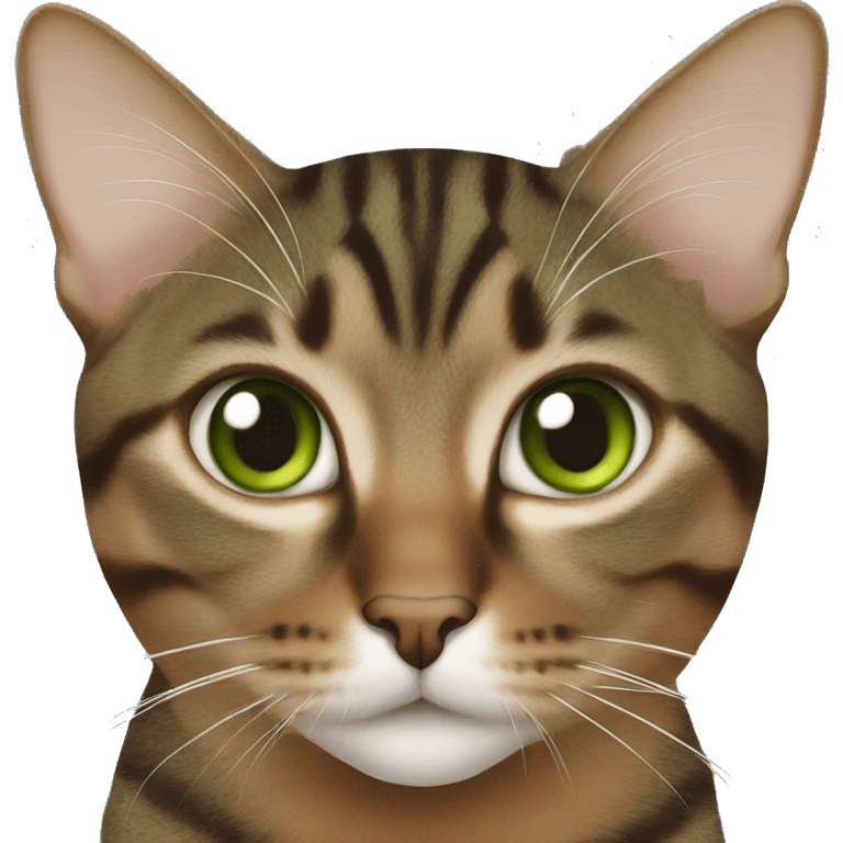 green eye, brown tabby adult cat  emoji