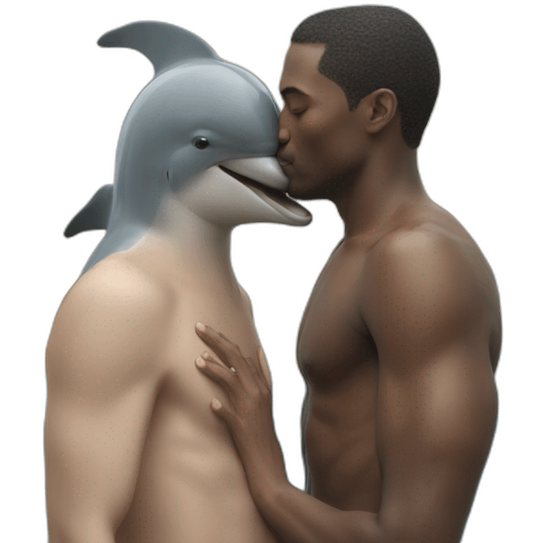 dolphin kissing a man emoji