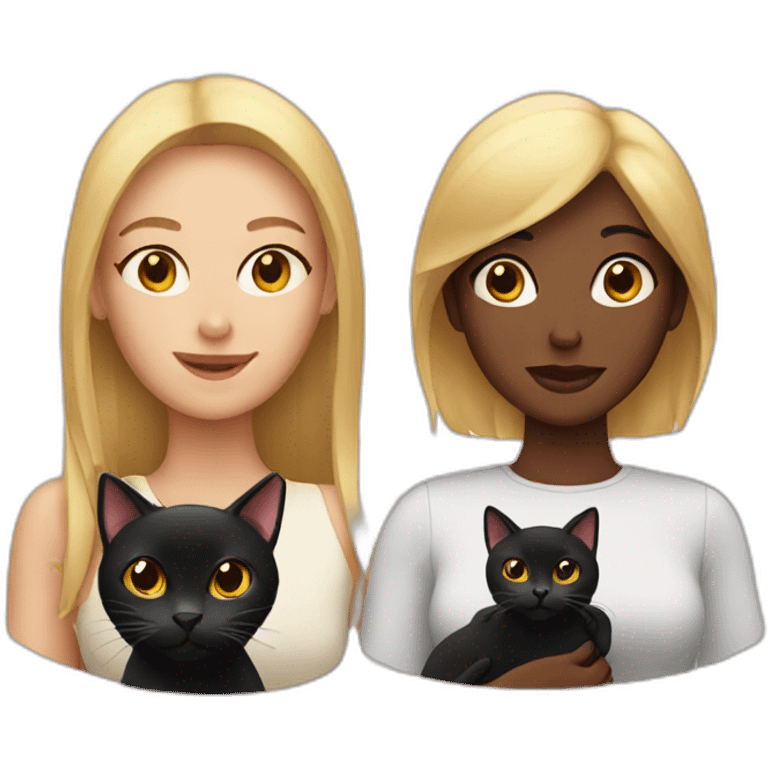 two women with black cat emoji