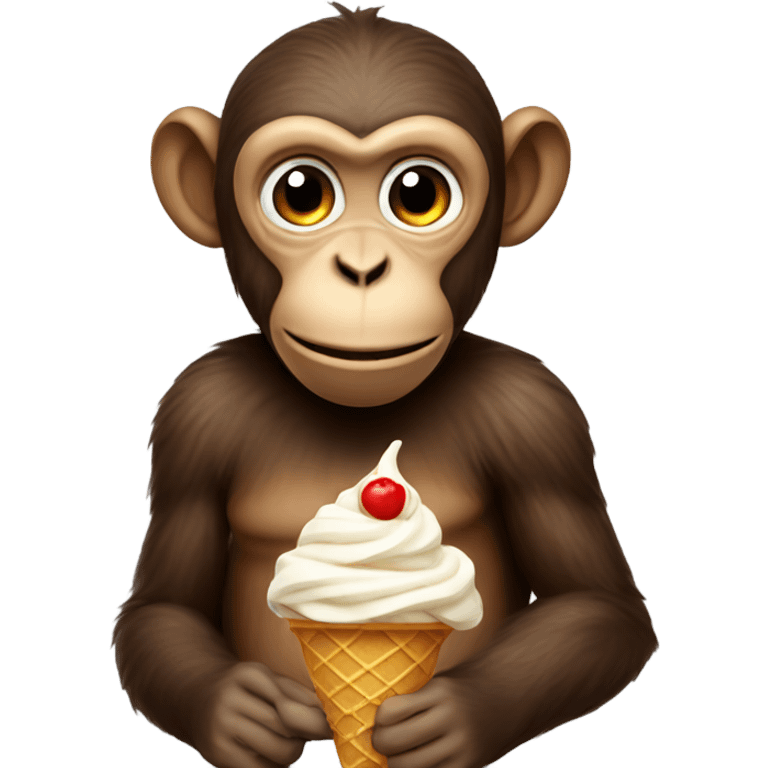 Monkey with ice cream emoji