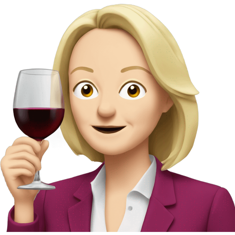 Liz Truss drinking wine emoji