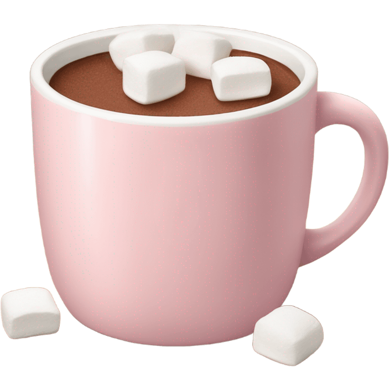 Light Pink mug of hot chocolate with marshmallows  emoji