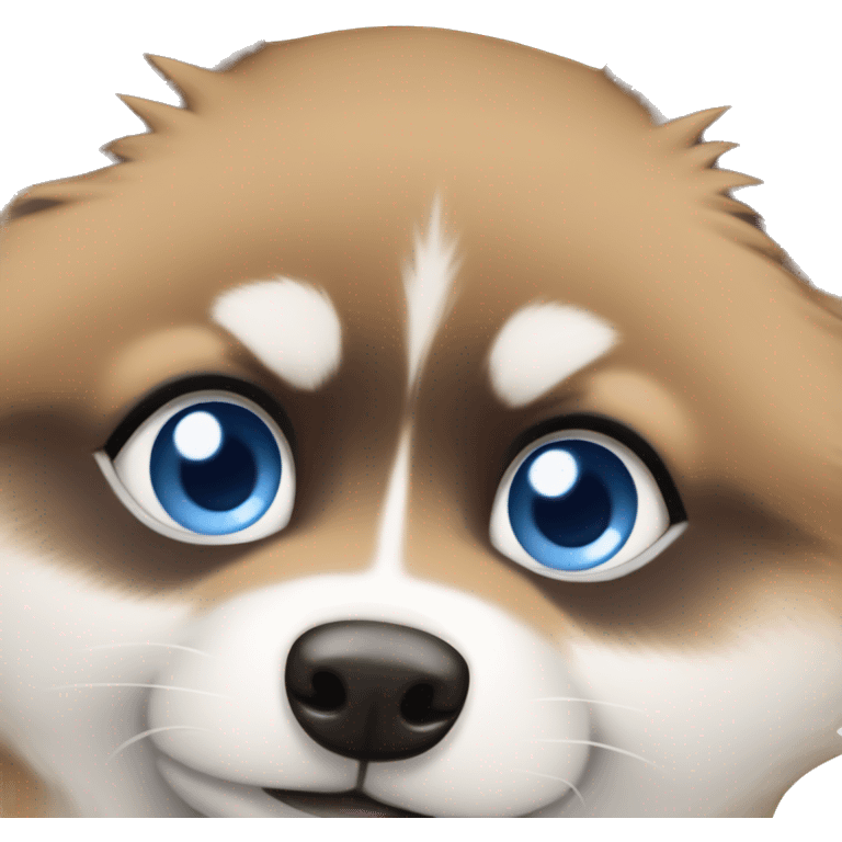 Pomsky with one blue eye and one brown eye emoji