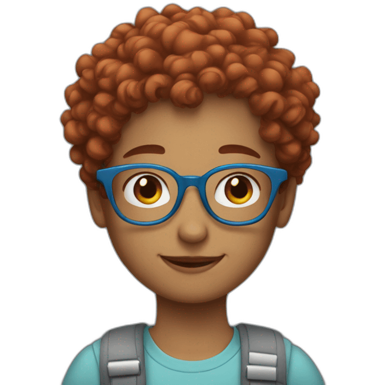 a girl with red curly hair and blue glasses hugging a boy with gray hair emoji