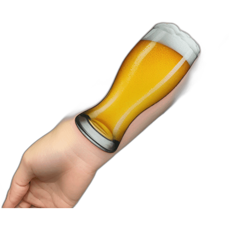 Brazo tatuado con una cerveza en mano emoji