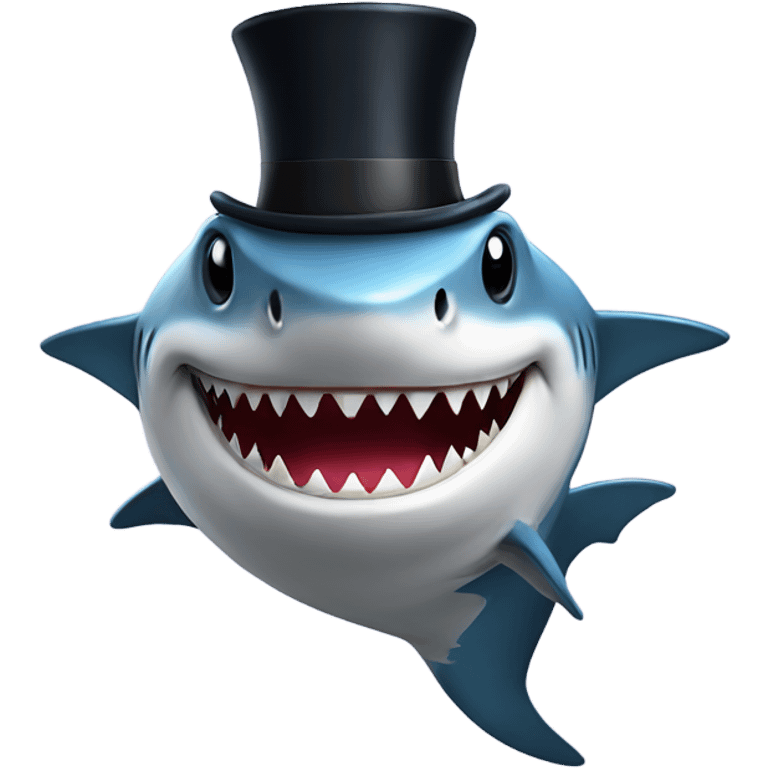 Shark with a top hat emoji