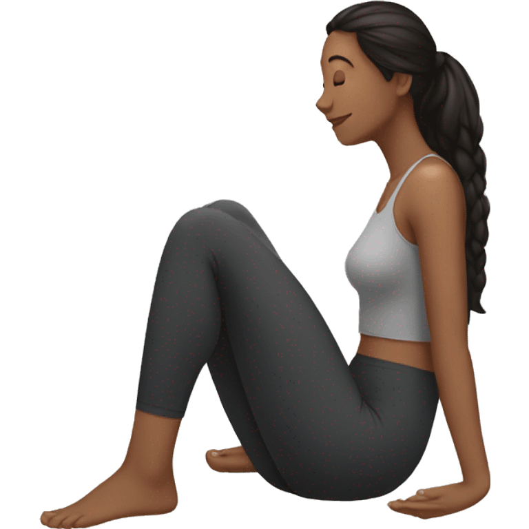 Woman sitting with bare feet in leggings emoji