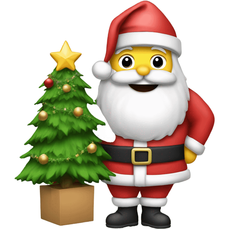 Christmas tree with Santa emoji