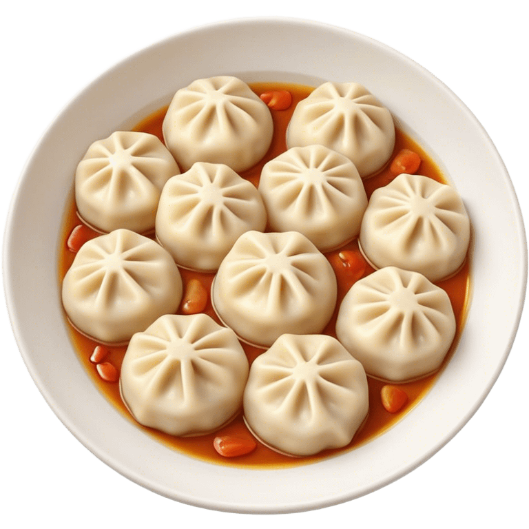 Cinematic realistic emojis depicting a dish of dumplings, with a soft texture and attractive natural lighting. emoji