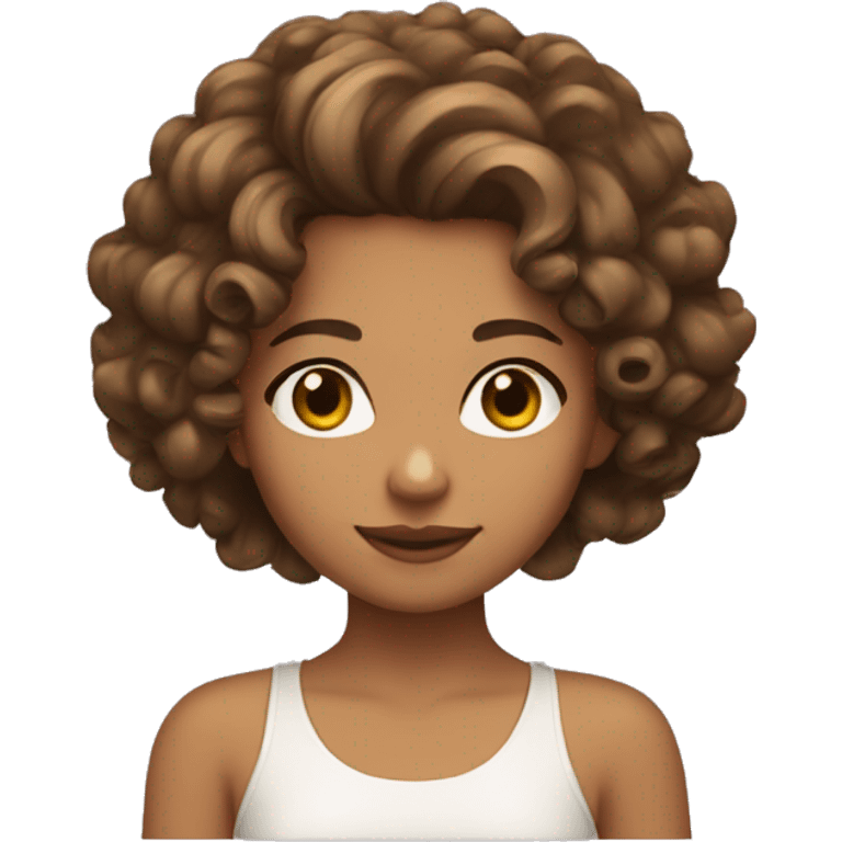 girl with hazel eyes and tanned skin with curly brown hair  emoji