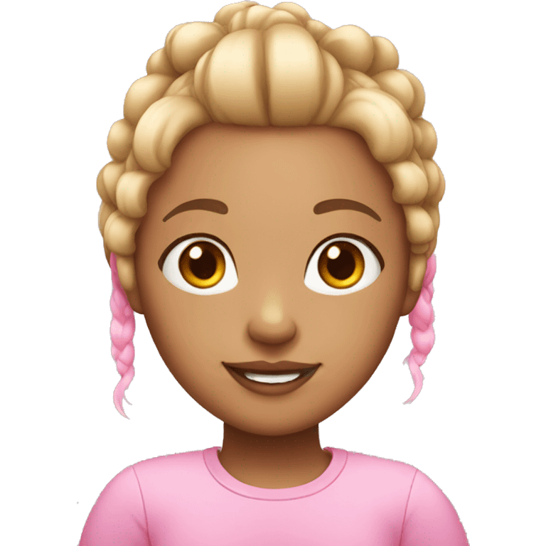 a light skin girl with pink ponytail hair emoji