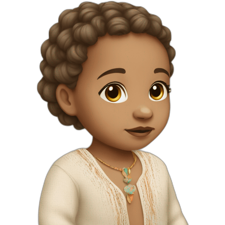 Light skin newborn in boho emoji