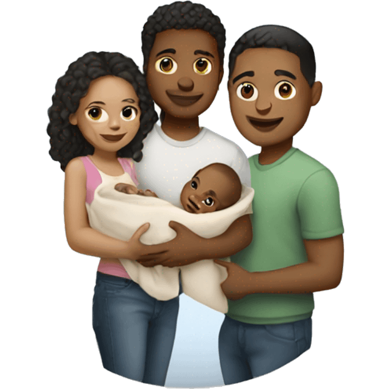 Light skin young couple holding a baby  emoji