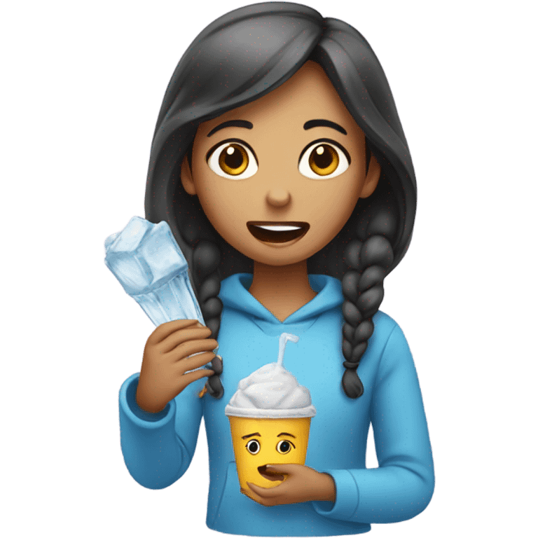 Girl eating ice emoji