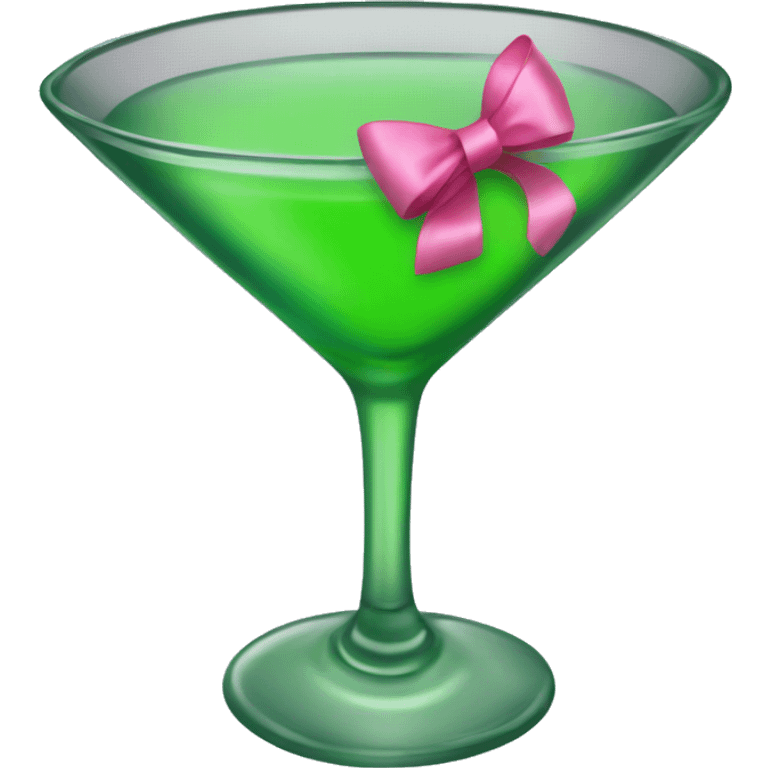 Green Martini with pink bow on glass  emoji