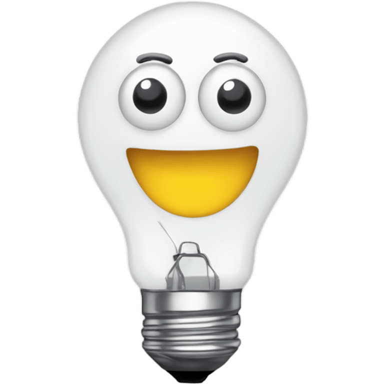 Lightbulb with a open smile with googly eyes emoji