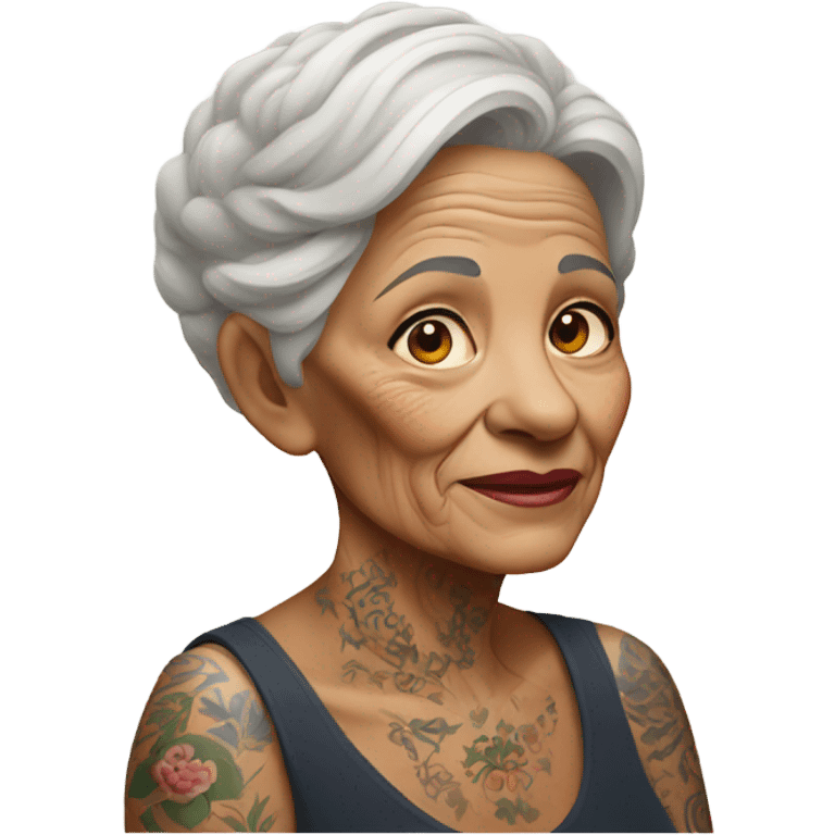 Old lady with arm tattoos emoji