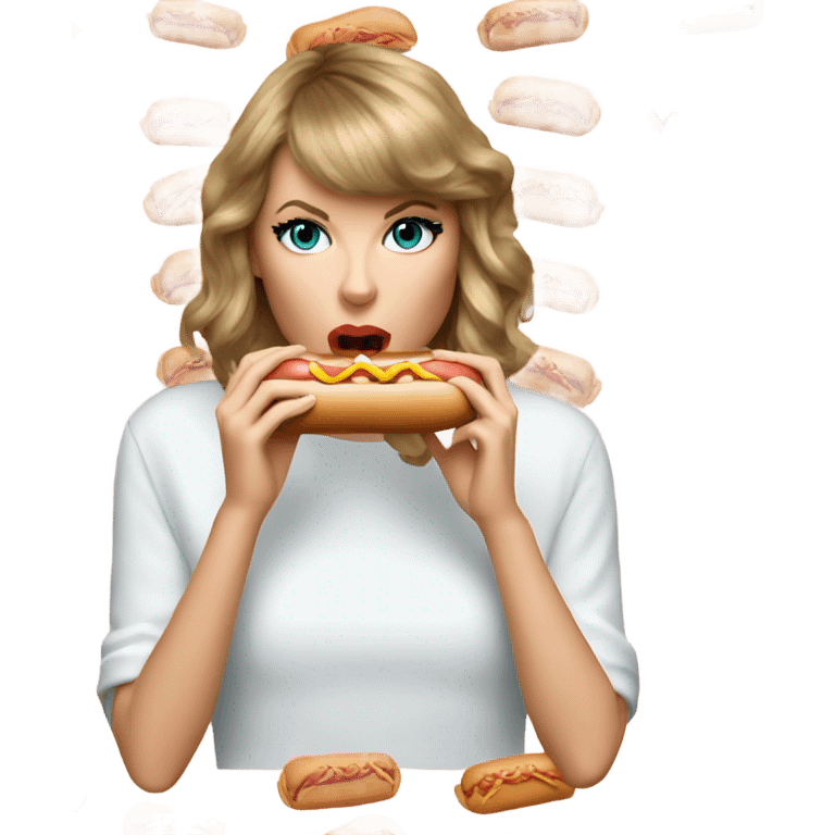 Taylor swift eating a hot dog emoji