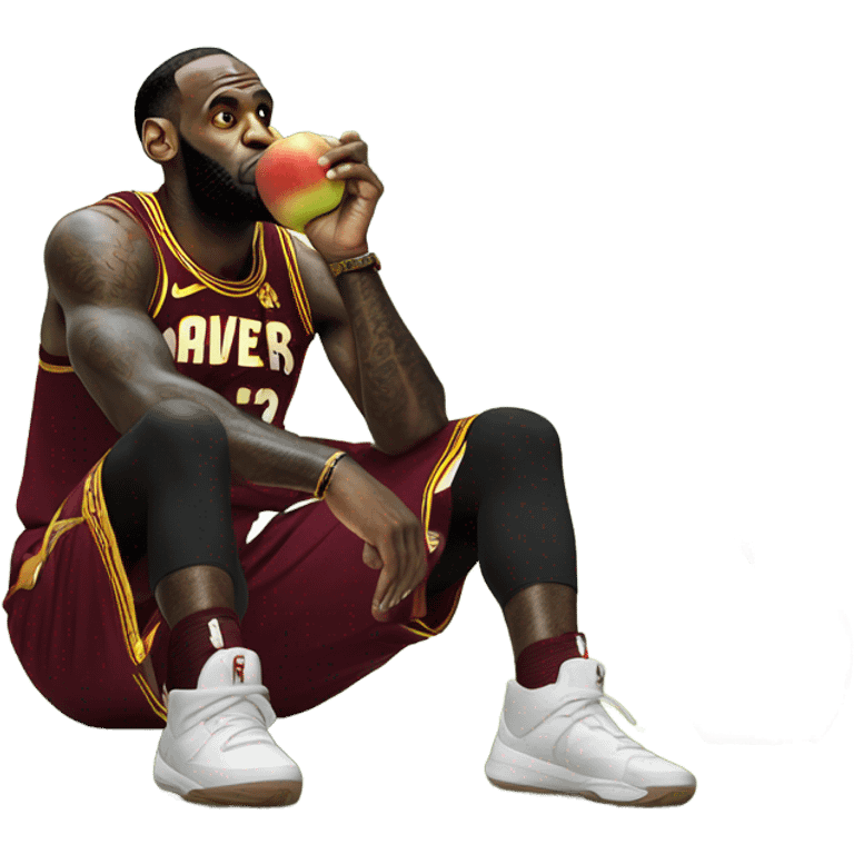 lebron james eating an apple under a maple tree emoji