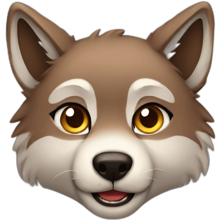 Brown cute Wolf furry emoji