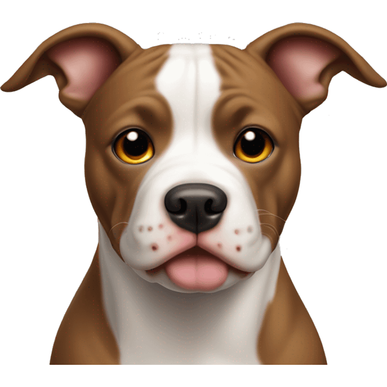 Pitt bull dog with white face and brown ears and nose  emoji