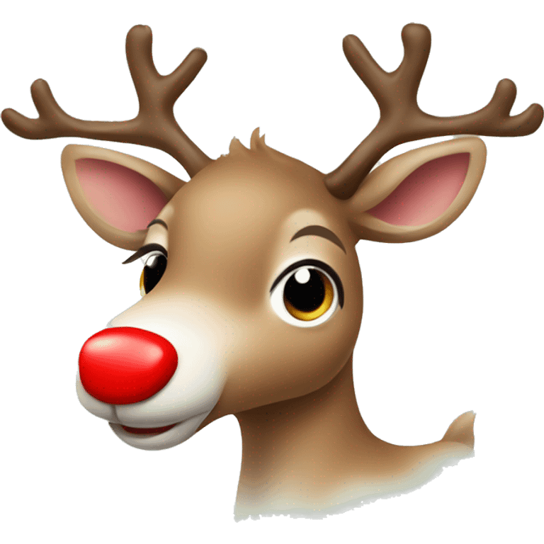 Baby Christmas Reindeer with red nose emoji