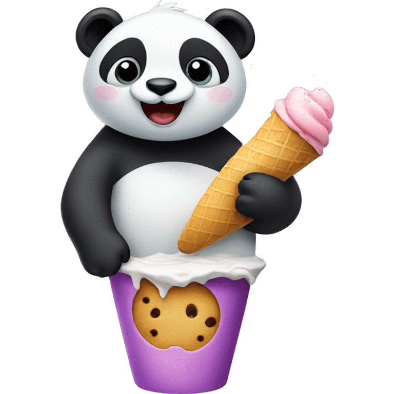 Panda eating ice cream emoji