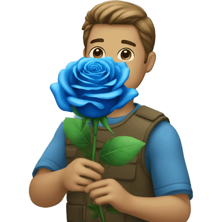 A man giving Blue roses  emoji