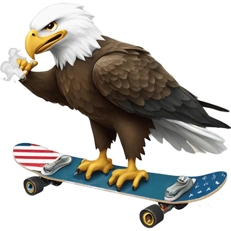 bald eagle riding a skateboard smoking a joint emoji