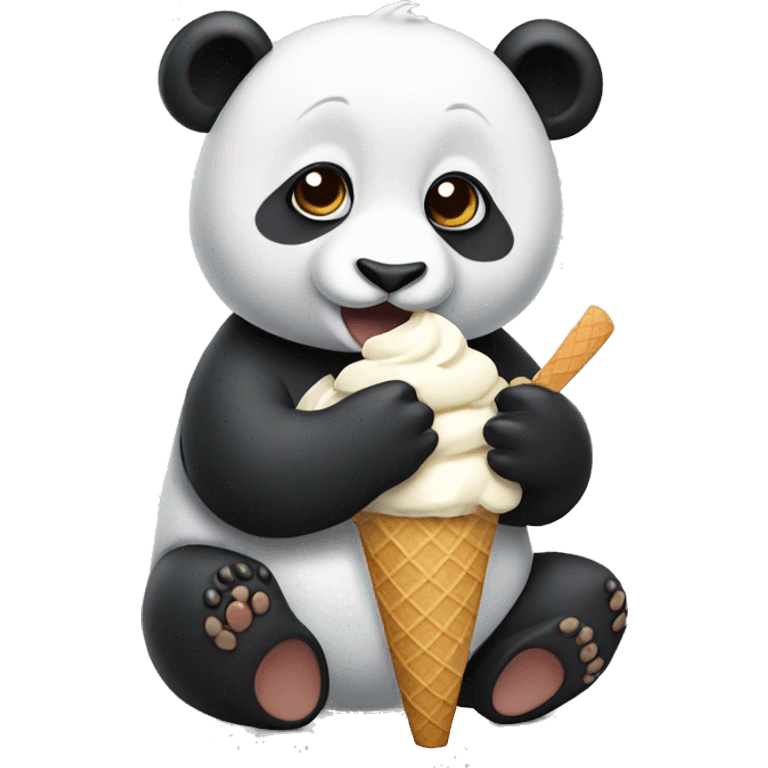 Panda eating ice cream emoji