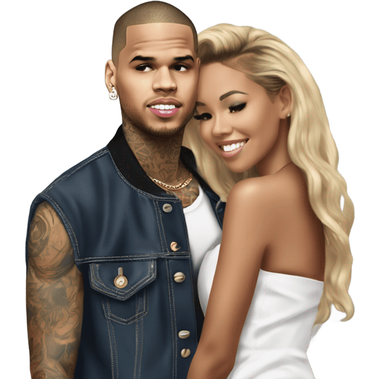 Hyper Realistic Chris Brown  Karruche Tran romantic photo  emoji