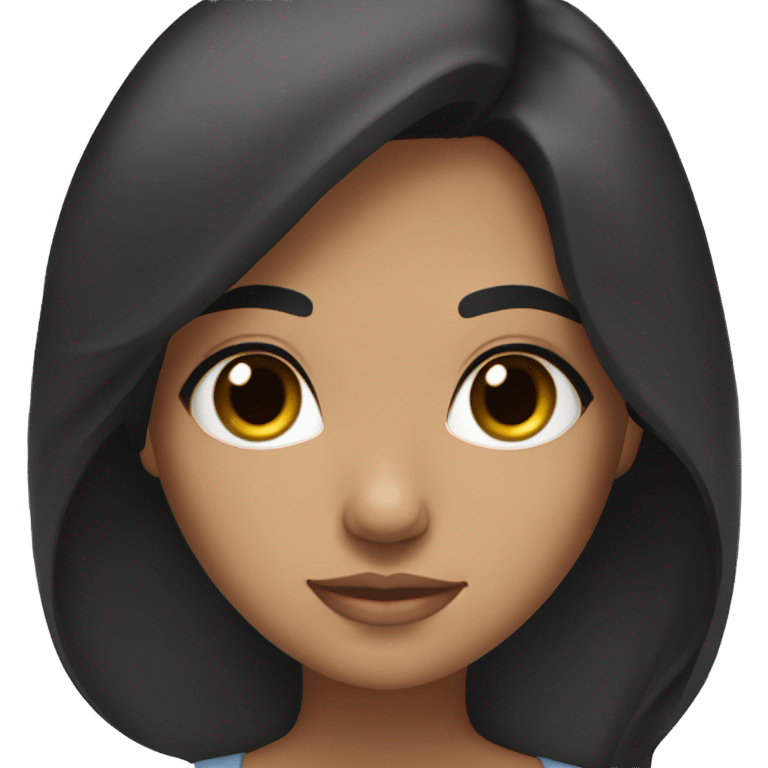 Beautiful girl with black hair and soft brown eyes, lightly tan skin emoji