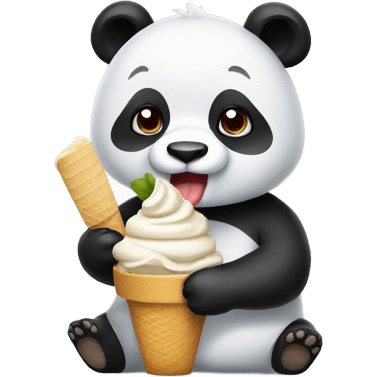 Panda eating ice cream emoji