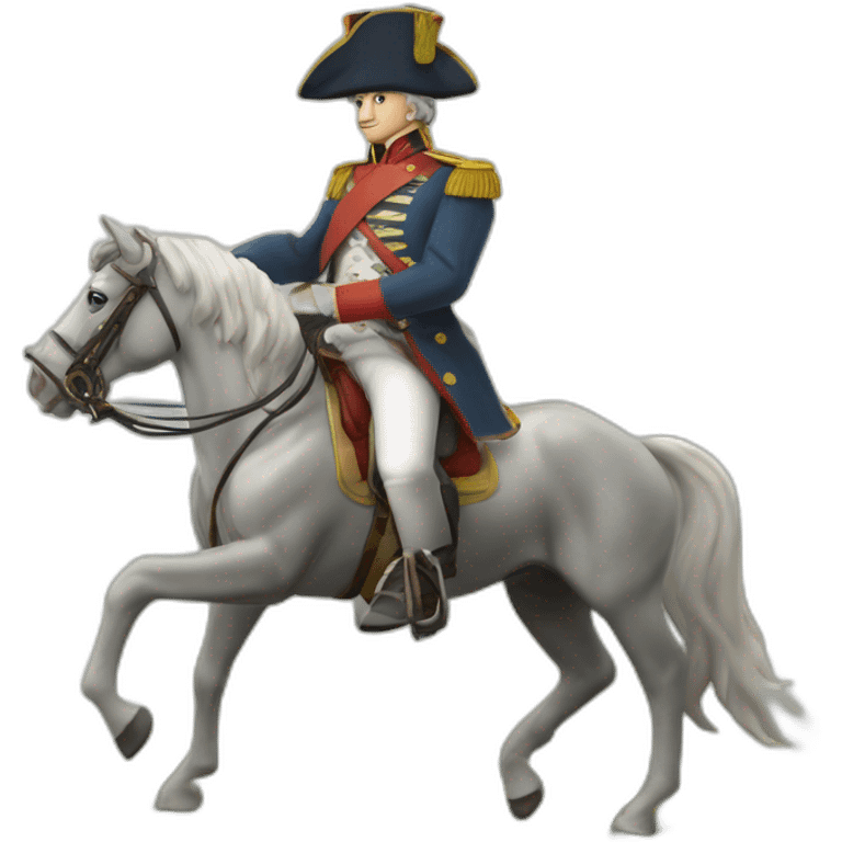 napoléon sur son cheval blanc vaillant sur un champ de batille emoji