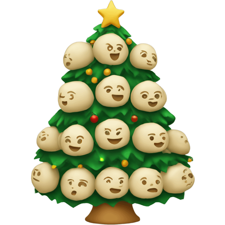 A Christmas tree decorated with dumplings emoji