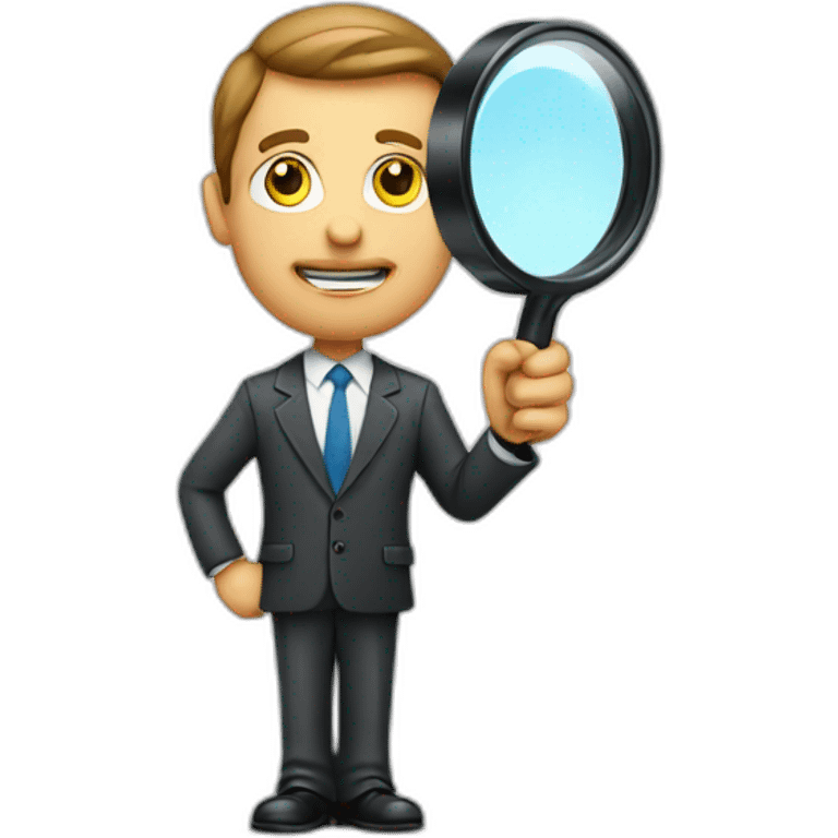 businessman holding magnifying glass emoji